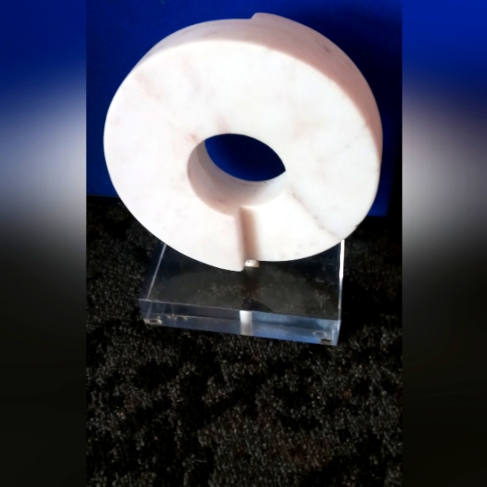 White Marble circle of life Sculpture on Acrylic Base heavy weight idem